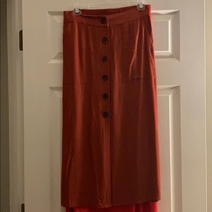 Rust colored button up skirt
